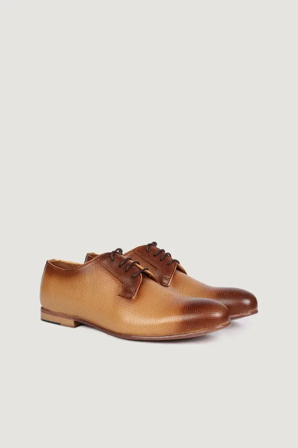 Curzon Micro-Punch Derby Shoes – Tan – view 3
