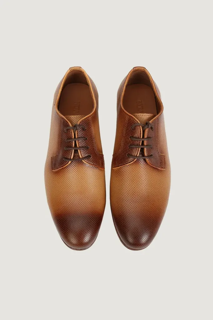 Curzon Micro-Punch Derby Shoes – Tan – view 4