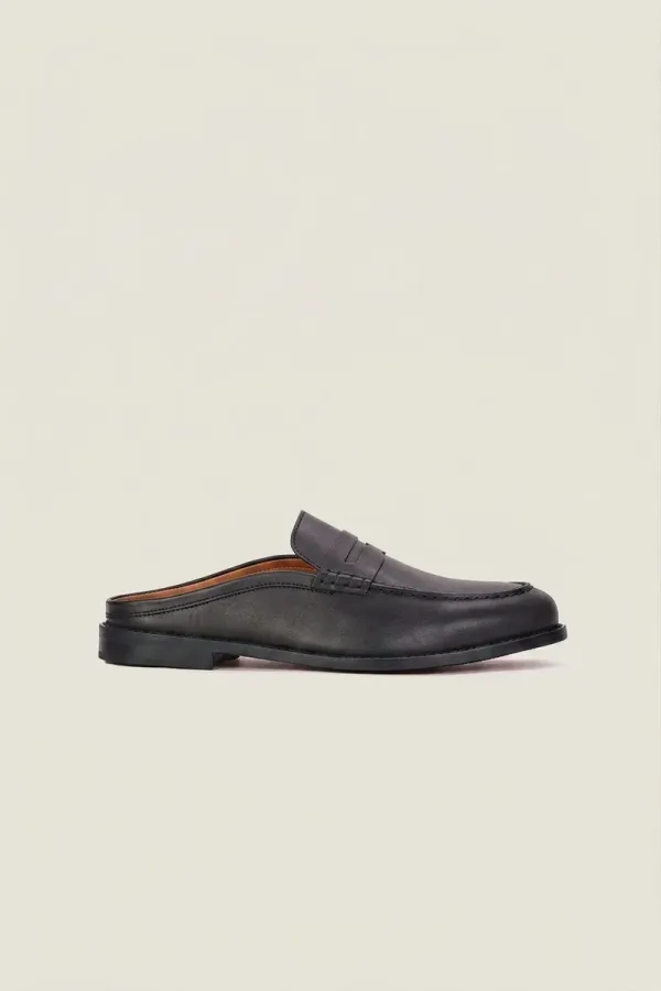 Fleet Backless Leather Loafers – Black – view 2