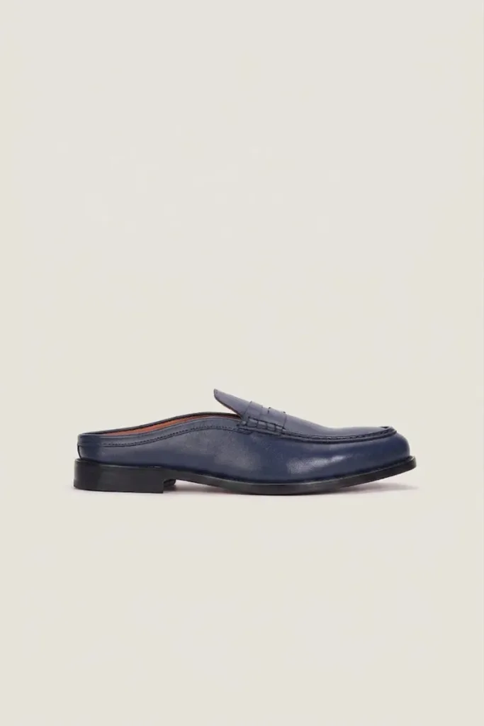 Fleet Backless Leather Loafers – Navy – view 2