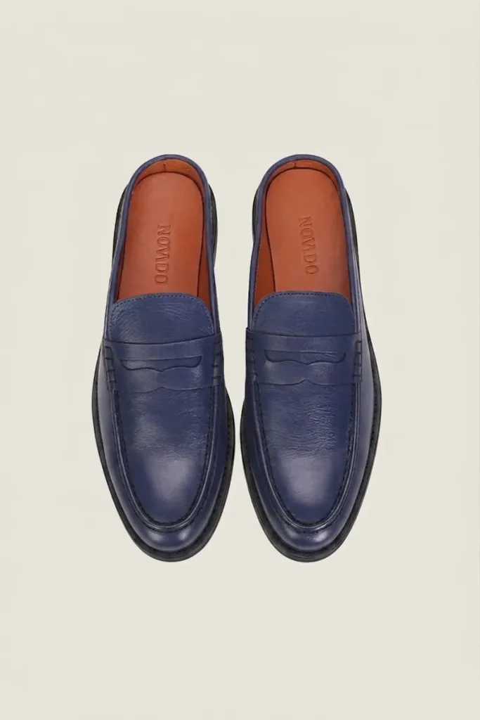 Fleet Backless Leather Loafers – Navy – view 4