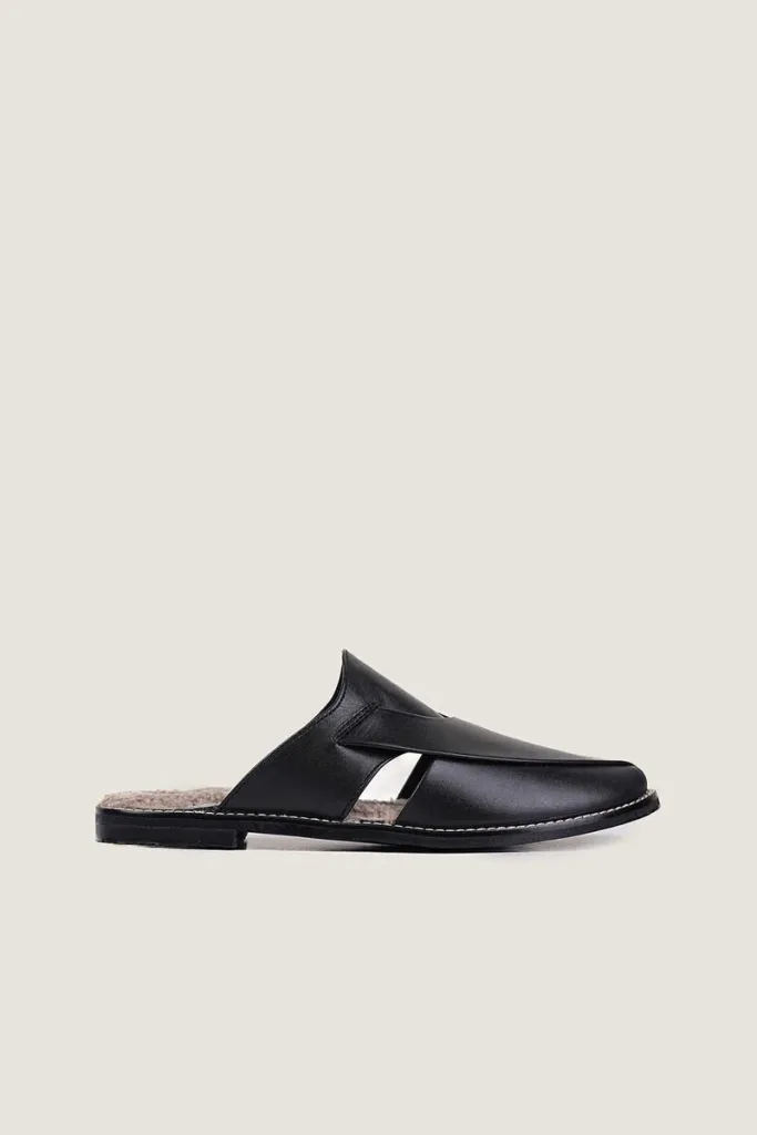 Frith Plush-Lined Leather Mules – Black – view 3