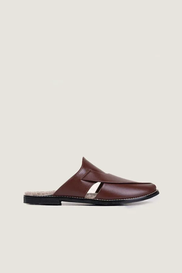 Frith Plush-Lined Leather Mules – Chocolate Brown – view 3