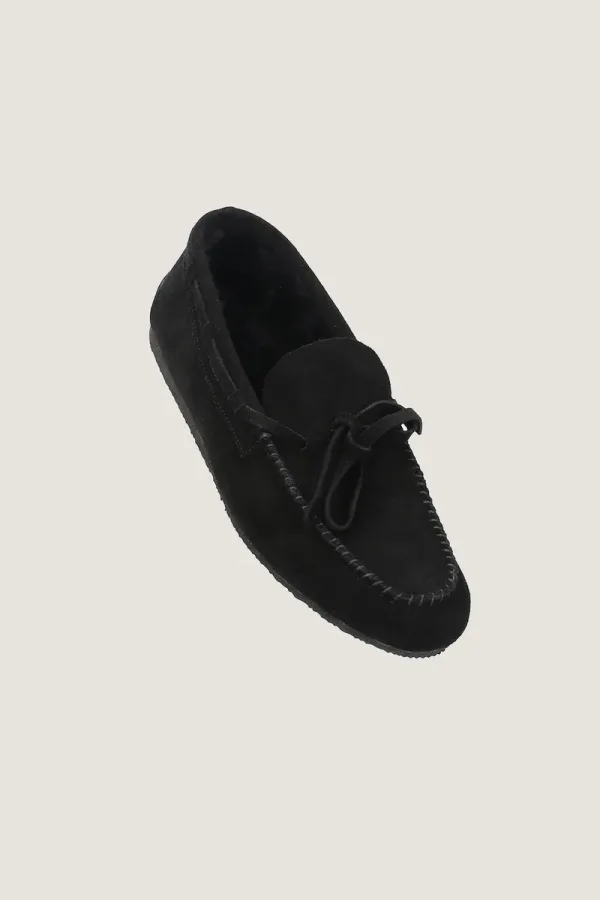 Gower Plush-Lined Suede Loafers – Black – view 1