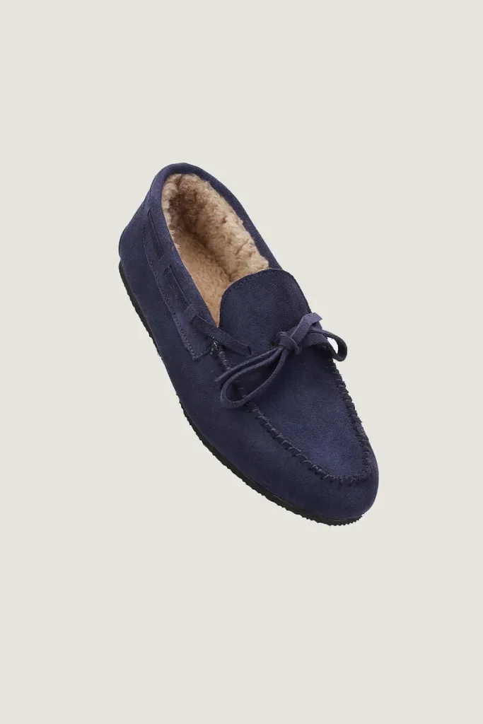 Gower Plush-Lined Suede Loafers – Blue – view 1
