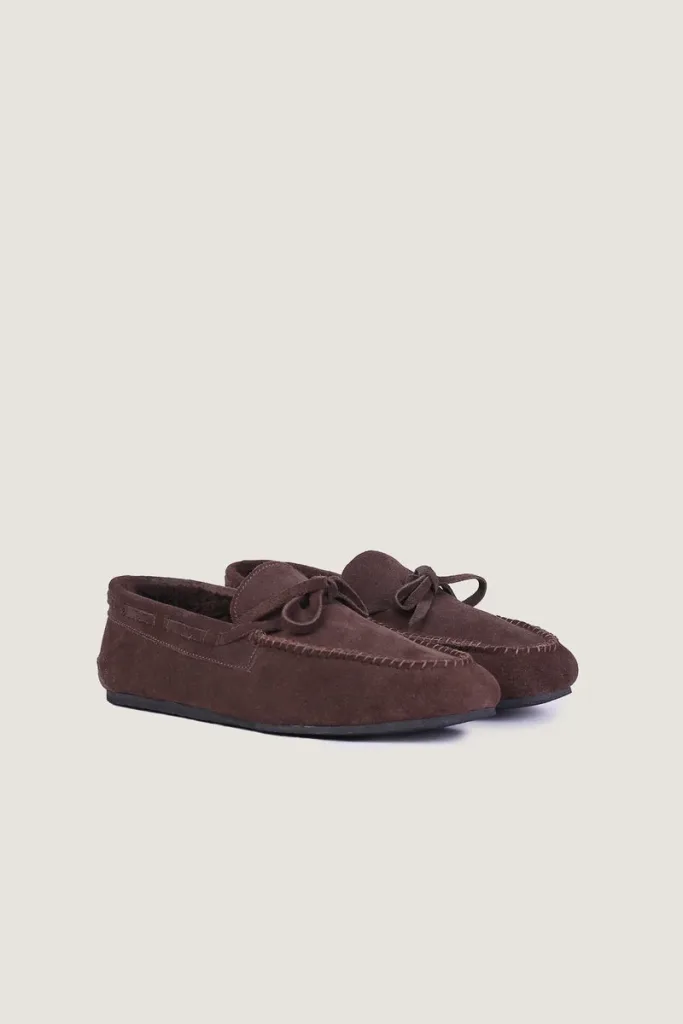 Gower Plush-Lined Suede Loafers – Brown – view 3