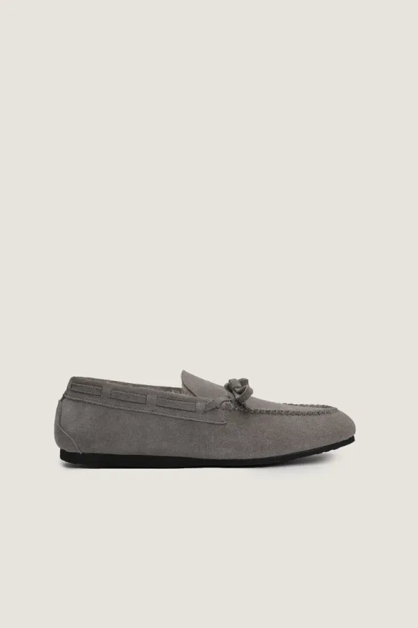 Gower Plush-Lined Suede Loafers – Grey – view 2