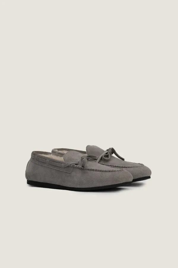 Gower Plush-Lined Suede Loafers – Grey – view 3