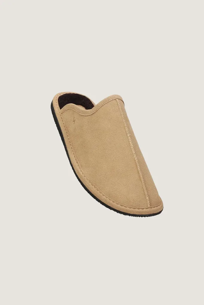 Greek Plush-Lined Leather Mules – Beige And Choco Brown – view 2