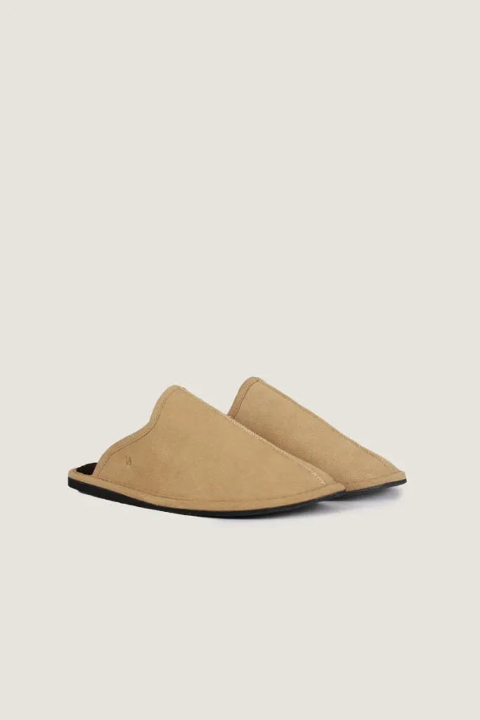 Greek Plush-Lined Leather Mules – Beige And Choco Brown – view 4