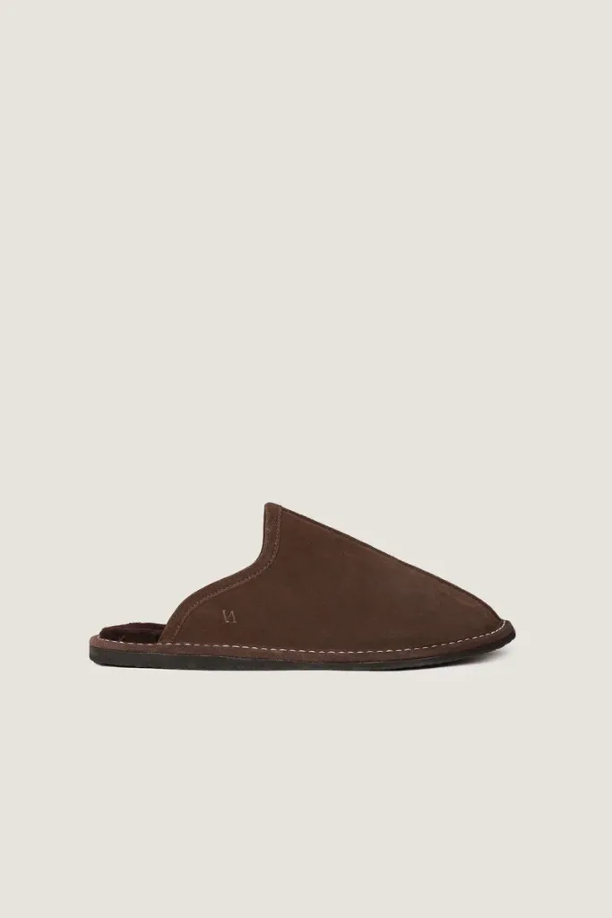 Greek Plush-Lined Leather Mules – Brown – view 3