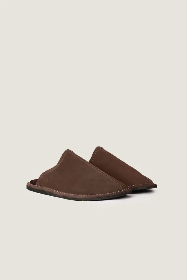 Greek Plush-Lined Leather Mules – Brown – view 4