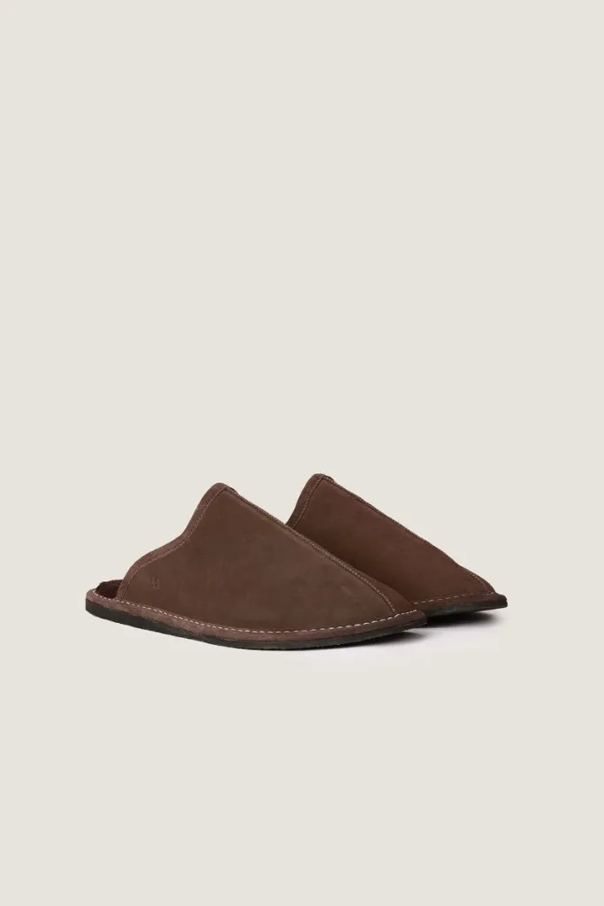 Greek Plush-Lined Leather Mules – Brown – view 4
