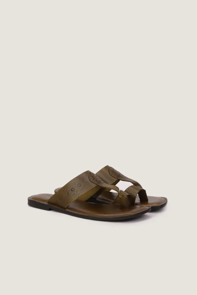 Grosvenor Kolhapuri Sandals – Olive – view 4