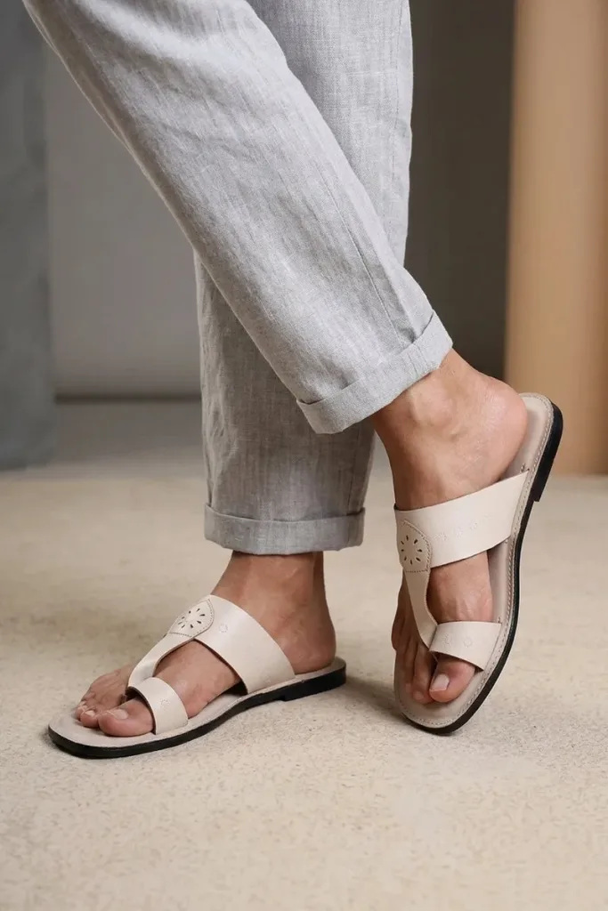 Grosvenor Kolhapuri Sandals – White – view 1