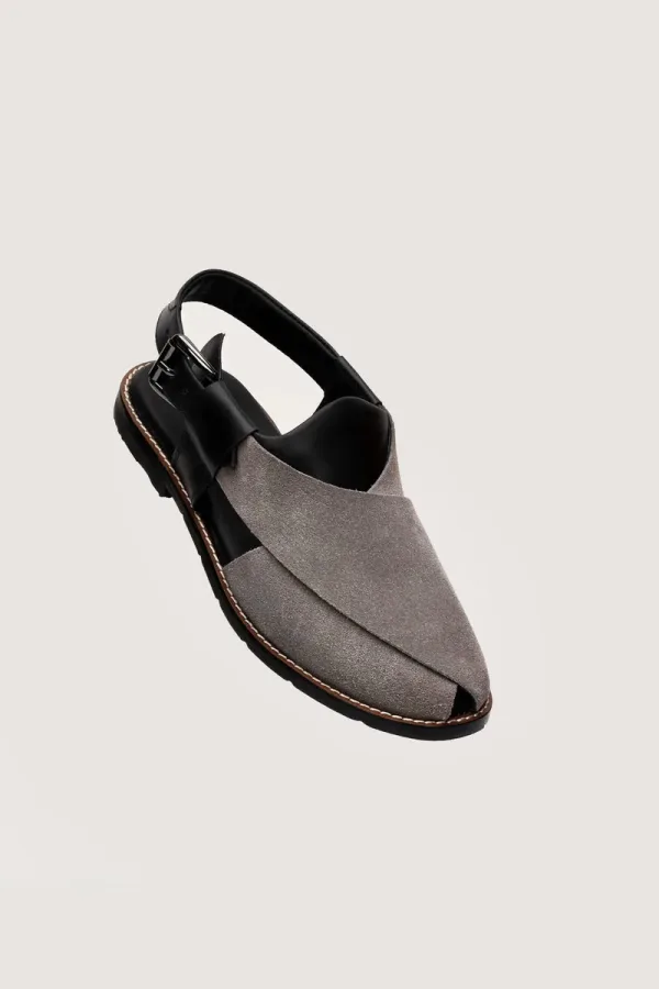 Montagu Peshawari Chappals – Black and Grey – view 1