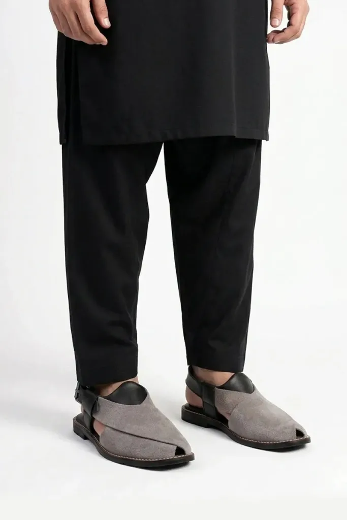Montagu Peshawari Chappals – Black and Grey – view 2