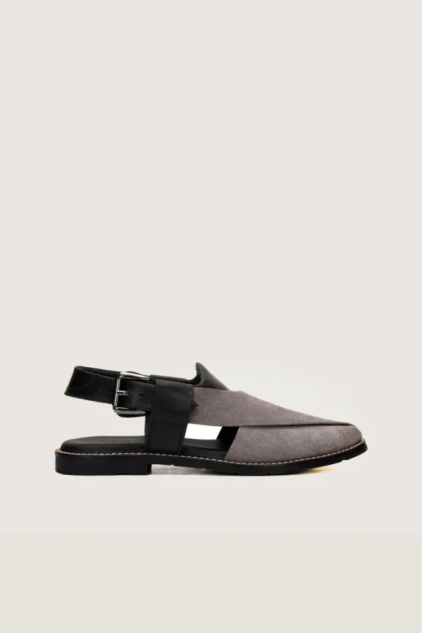 Montagu Peshawari Chappals – Black and Grey – view 3