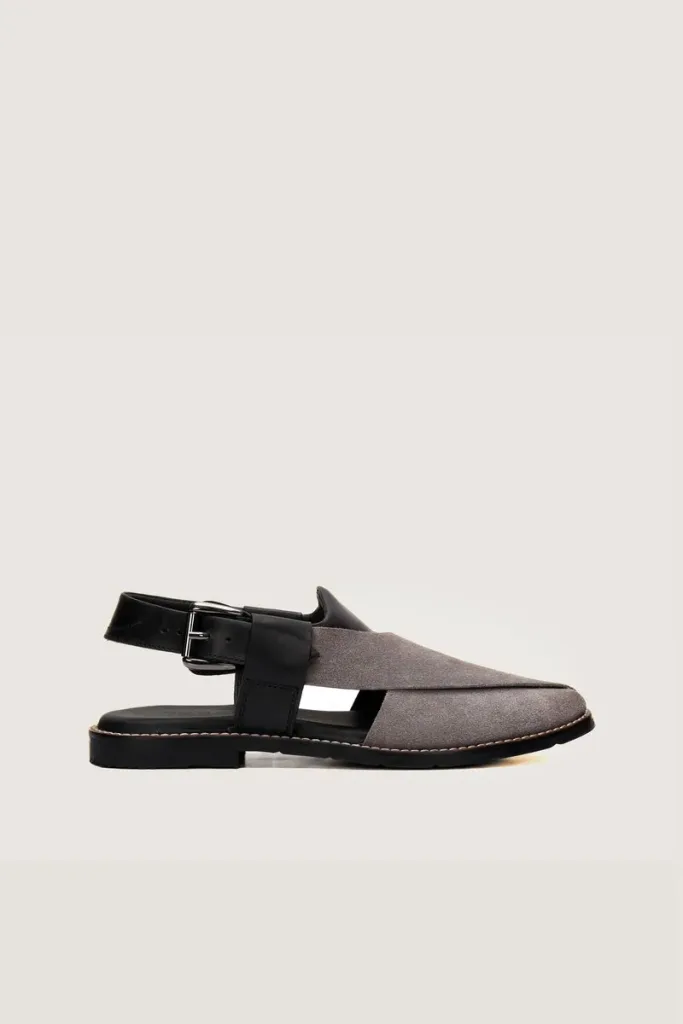 Montagu Peshawari Chappals – Black and Grey – view 3