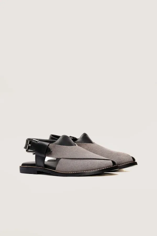 Montagu Peshawari Chappals – Black and Grey – view 4