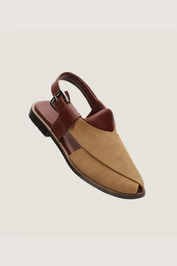 Montagu Peshawari Chappals – Camel and Brown – view 1