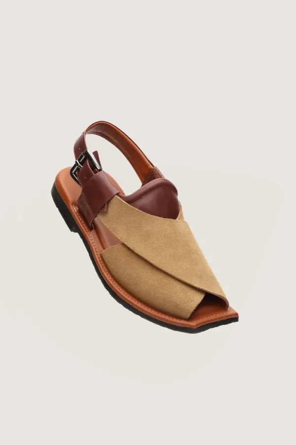 Montagu Peshawari Chappals – Camel and Brown – view 1