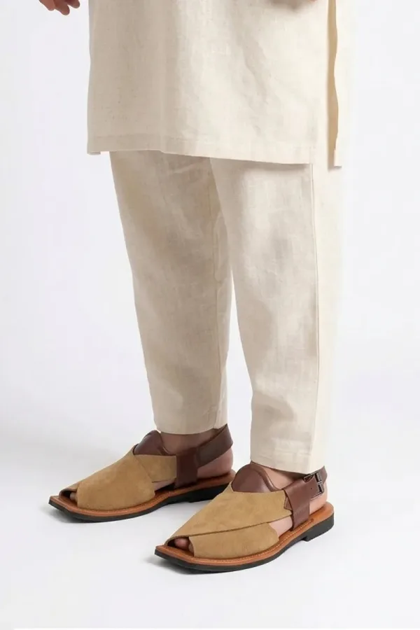Montagu Peshawari Chappals – Camel and Brown – view 2