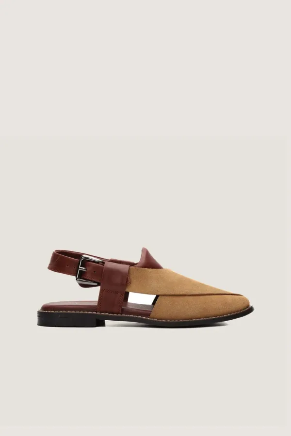 Montagu Peshawari Chappals – Camel and Brown – view 3