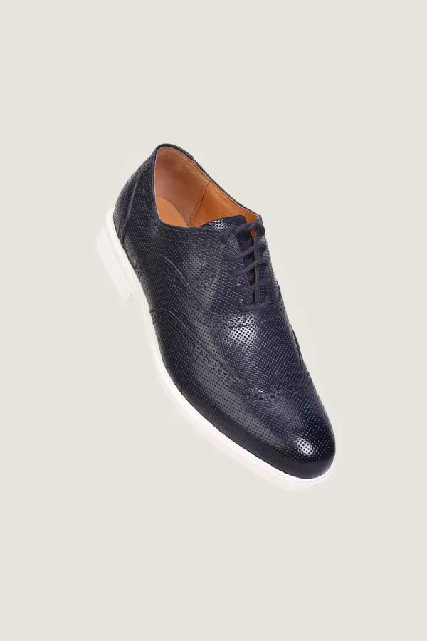 Pall Mall Pin-Dot Brogue Oxford Shoes – Navy – view 1