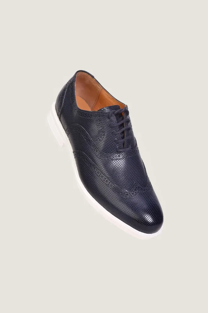 Pall Mall Pin-Dot Brogue Oxford Shoes – Navy – view 1