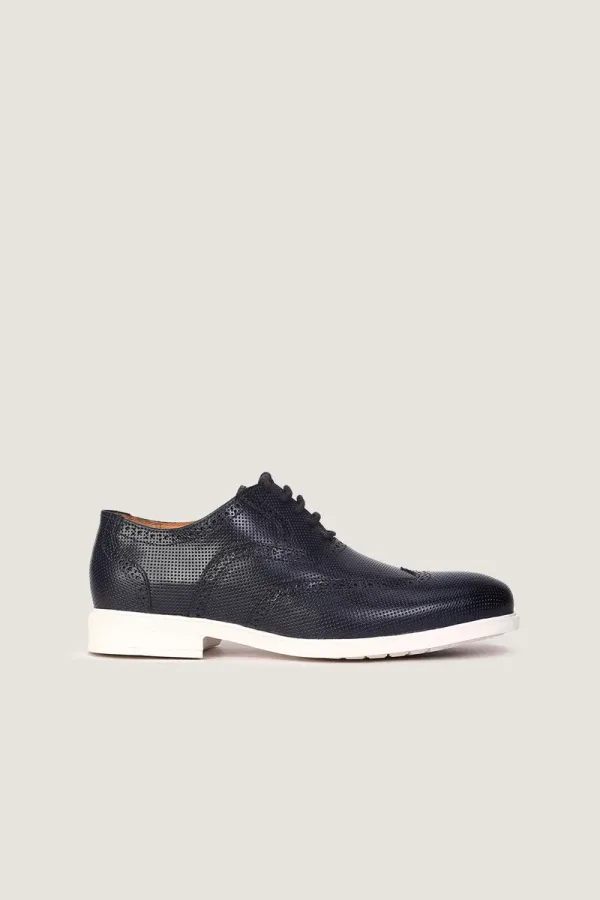 Pall Mall Pin-Dot Brogue Oxford Shoes – Navy – view 2
