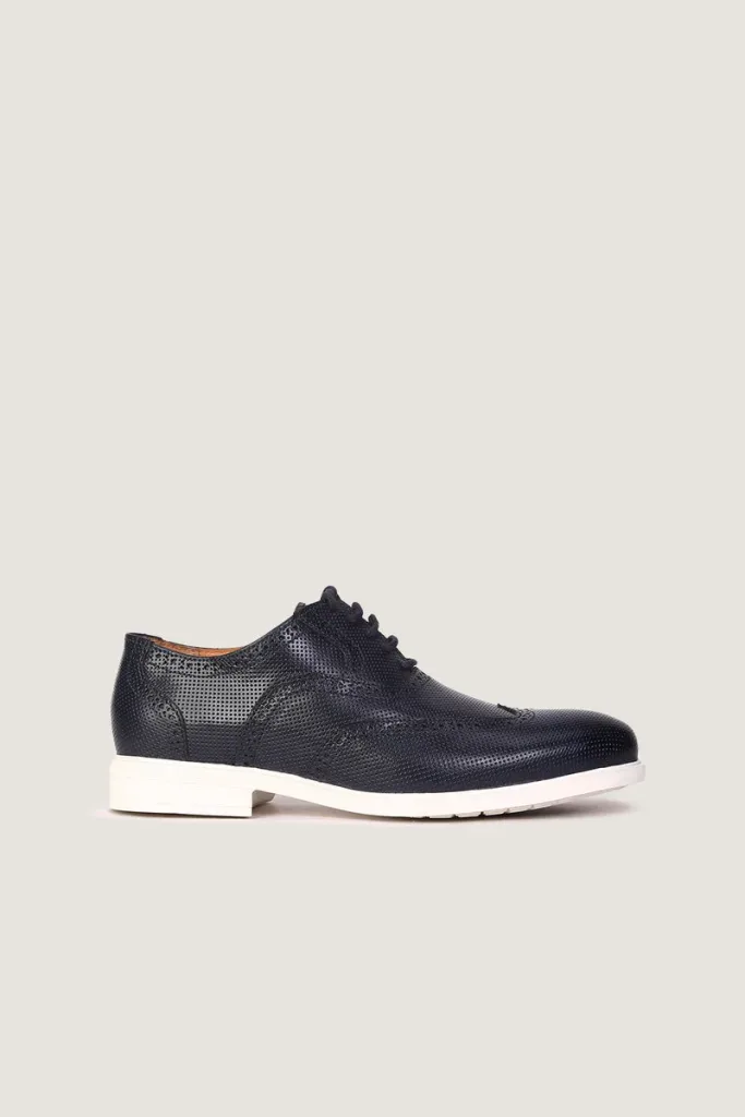 Pall Mall Pin-Dot Brogue Oxford Shoes – Navy – view 2