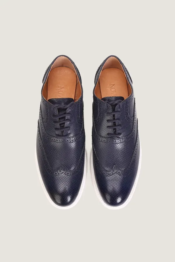 Pall Mall Pin-Dot Brogue Oxford Shoes – Navy – view 4