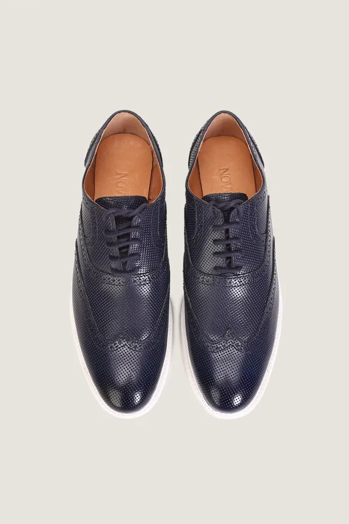 Pall Mall Pin-Dot Brogue Oxford Shoes – Navy – view 4