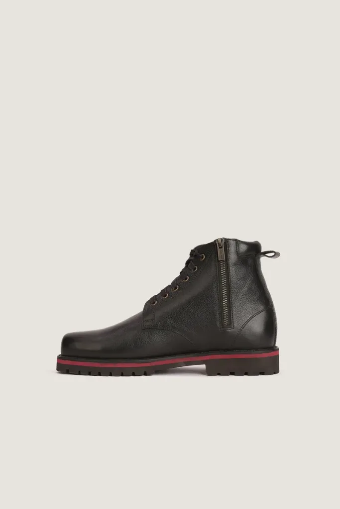 Piccadilly Zip Lace-Up Leather Boots – Black – view 3