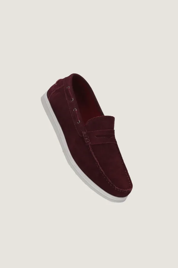 Threadneedle Suede Loafers – Burgundy – view 1