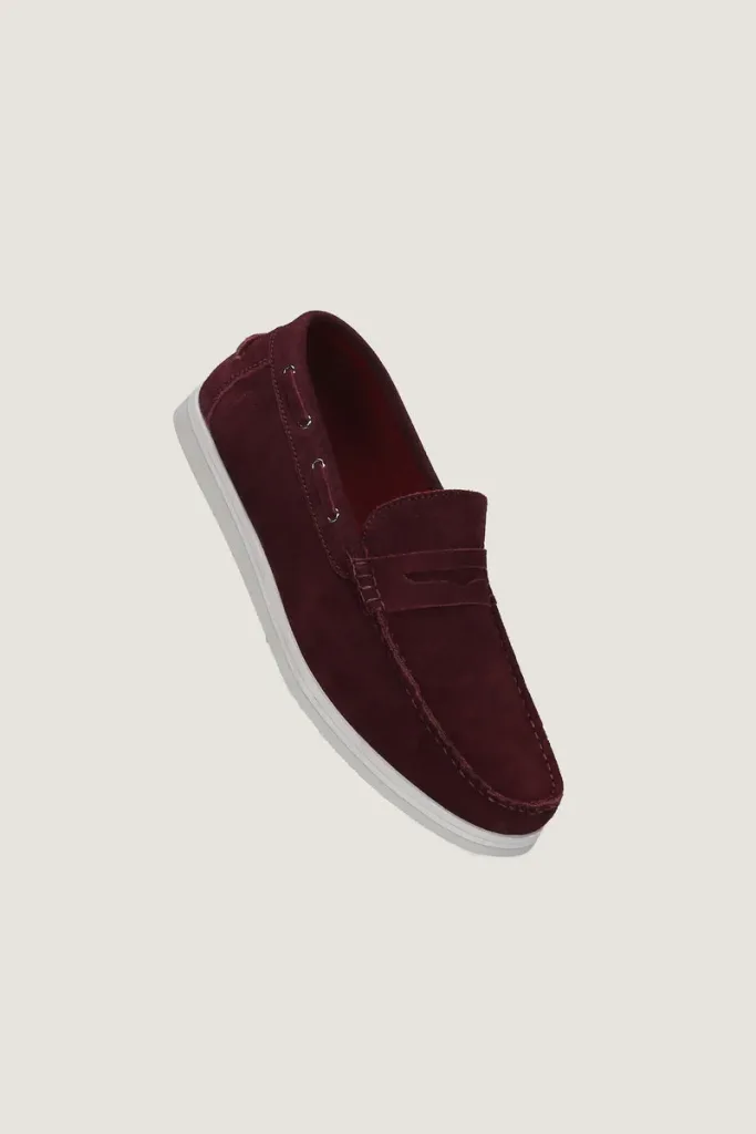 Threadneedle Suede Loafers – Burgundy – view 1