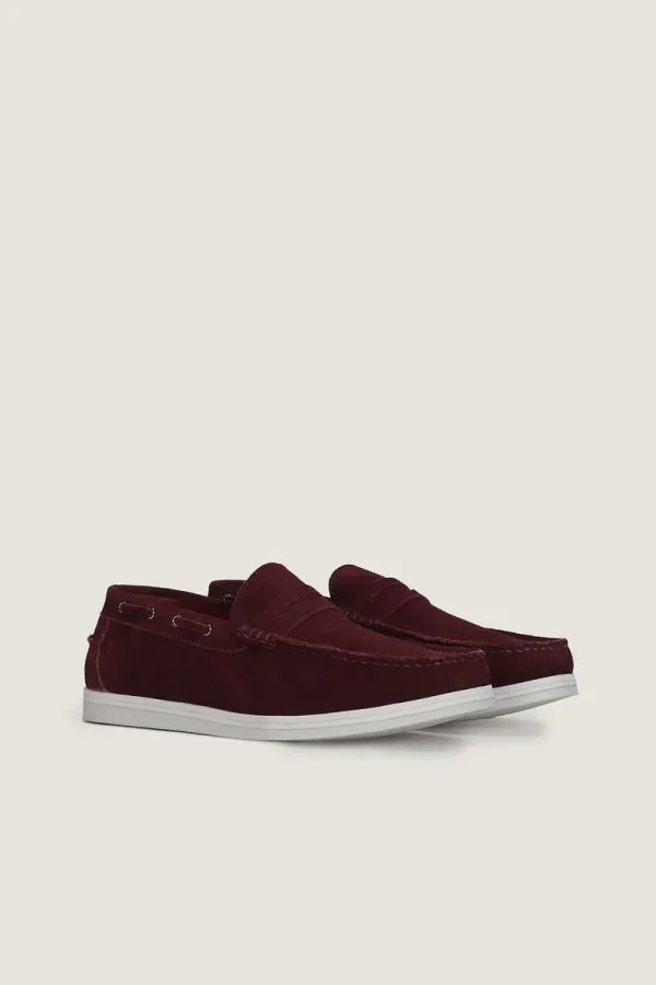 Threadneedle Suede Loafers – Burgundy – view 3
