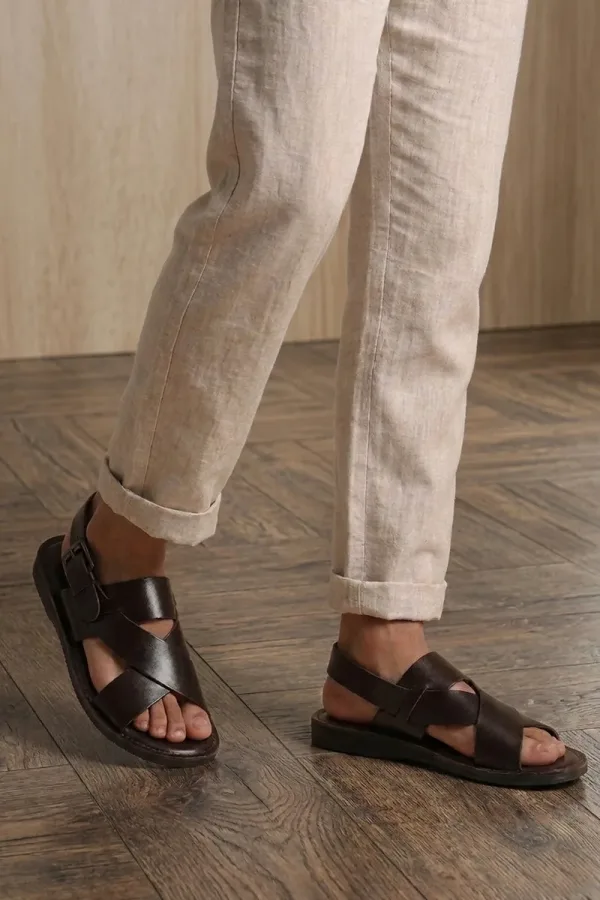 Wardour Leather Sandals – Chocolate Brown – view 1