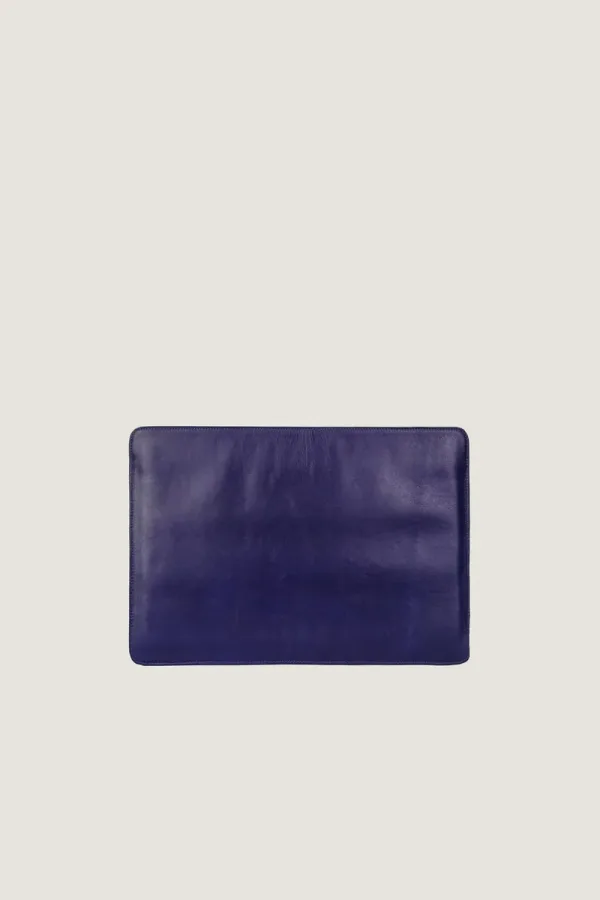 Bloomsbury Leather Laptop Sleeve – Blue – view 3