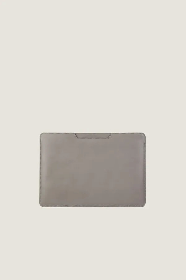 Bloomsbury Leather Laptop Sleeve – Grey – view 1