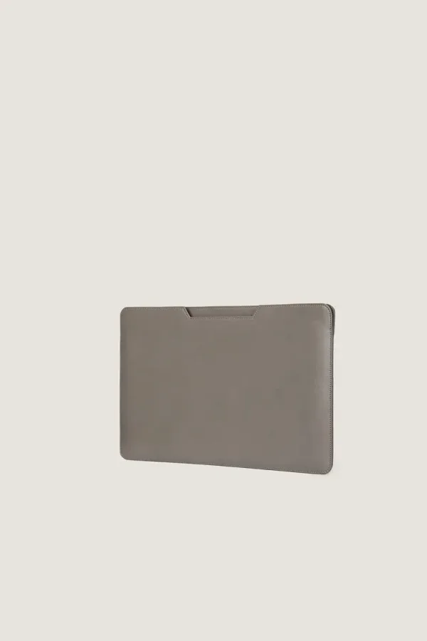 Bloomsbury Leather Laptop Sleeve – Grey – view 2