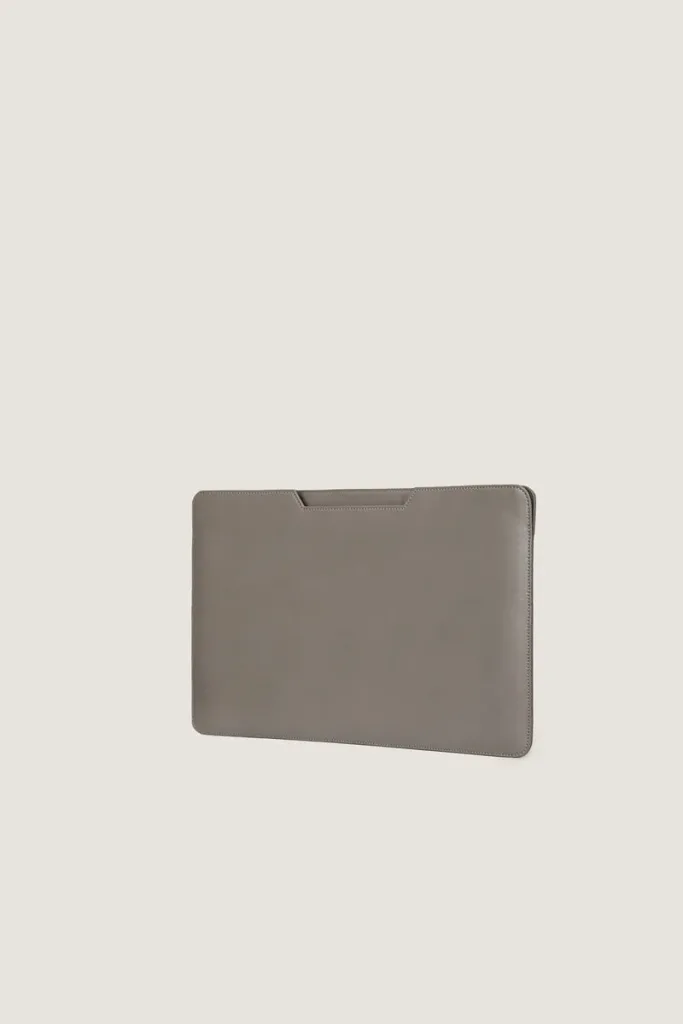 Bloomsbury Leather Laptop Sleeve – Grey – view 2