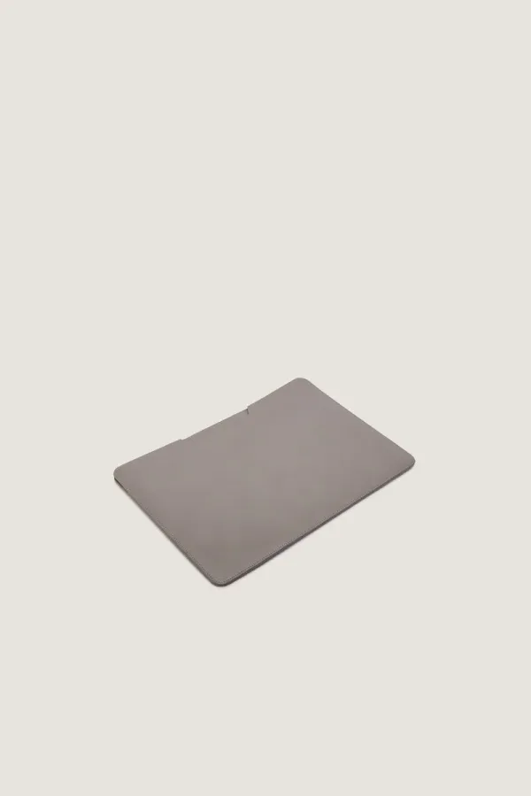 Bloomsbury Leather Laptop Sleeve – Grey – view 3
