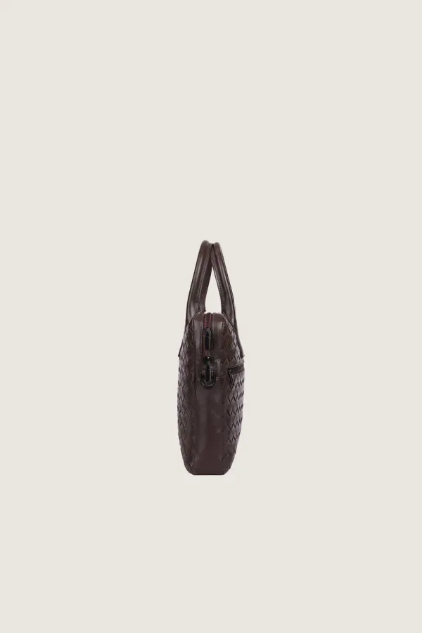 Chelsea Woven Leather Laptop Bag – Chocolate Brown – view 4