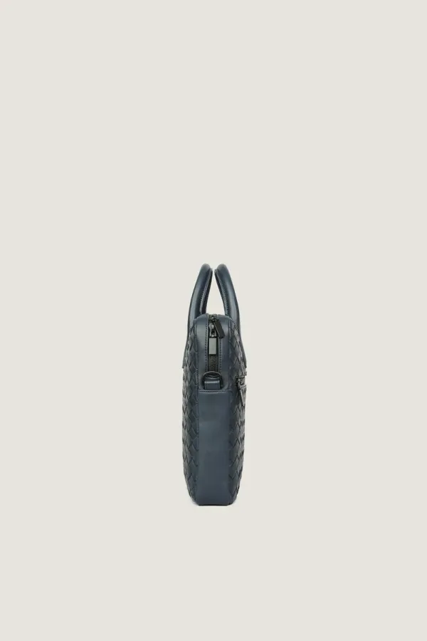 Chelsea Woven Leather Laptop Bag – Navy – view 5
