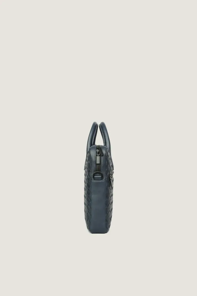 Chelsea Woven Leather Laptop Bag – Navy – view 5