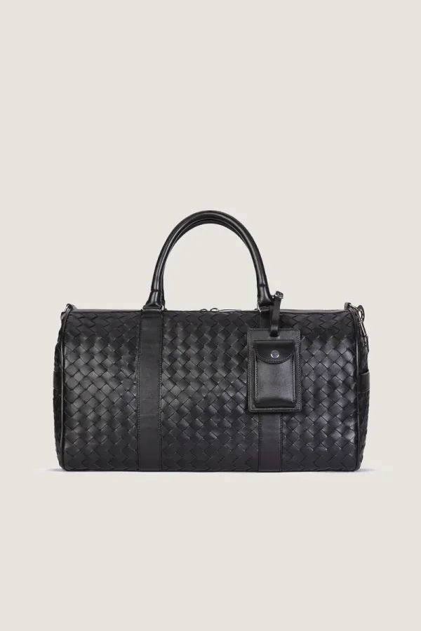 Kensington Woven Leather Weekend Bag – Large – Black – view 1