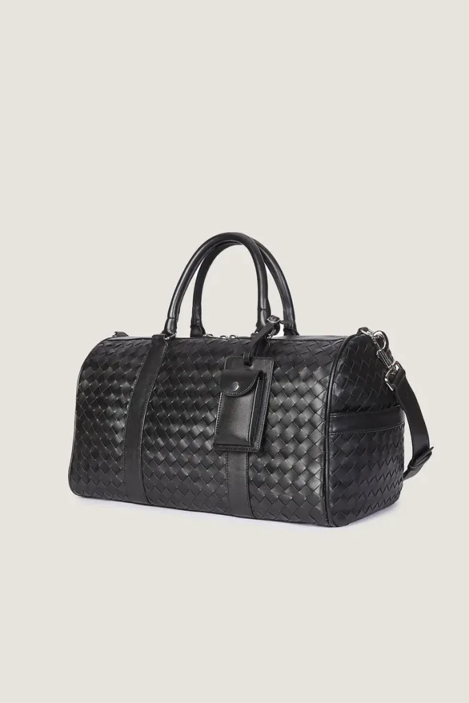 Kensington Woven Leather Weekend Bag – Large – Black – view 2