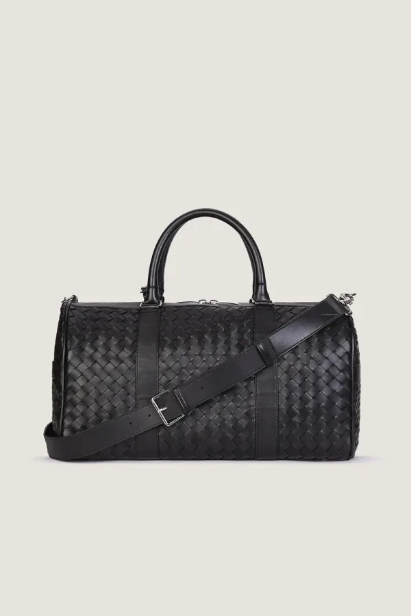 Kensington Woven Leather Weekend Bag – Large – Black – view 4